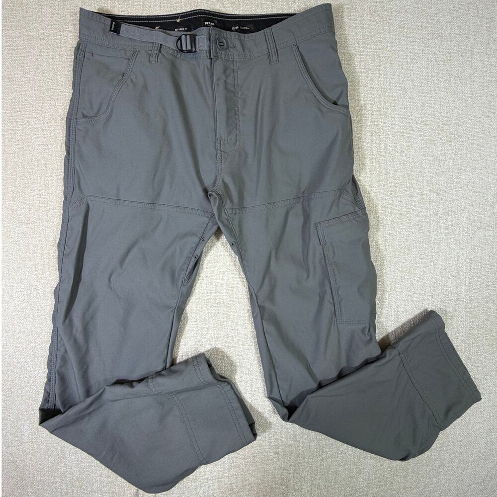 prAna Men's 32x30 Gray Relaxed Fit Belted Cargo Adjustable Hem Pants Outdoor